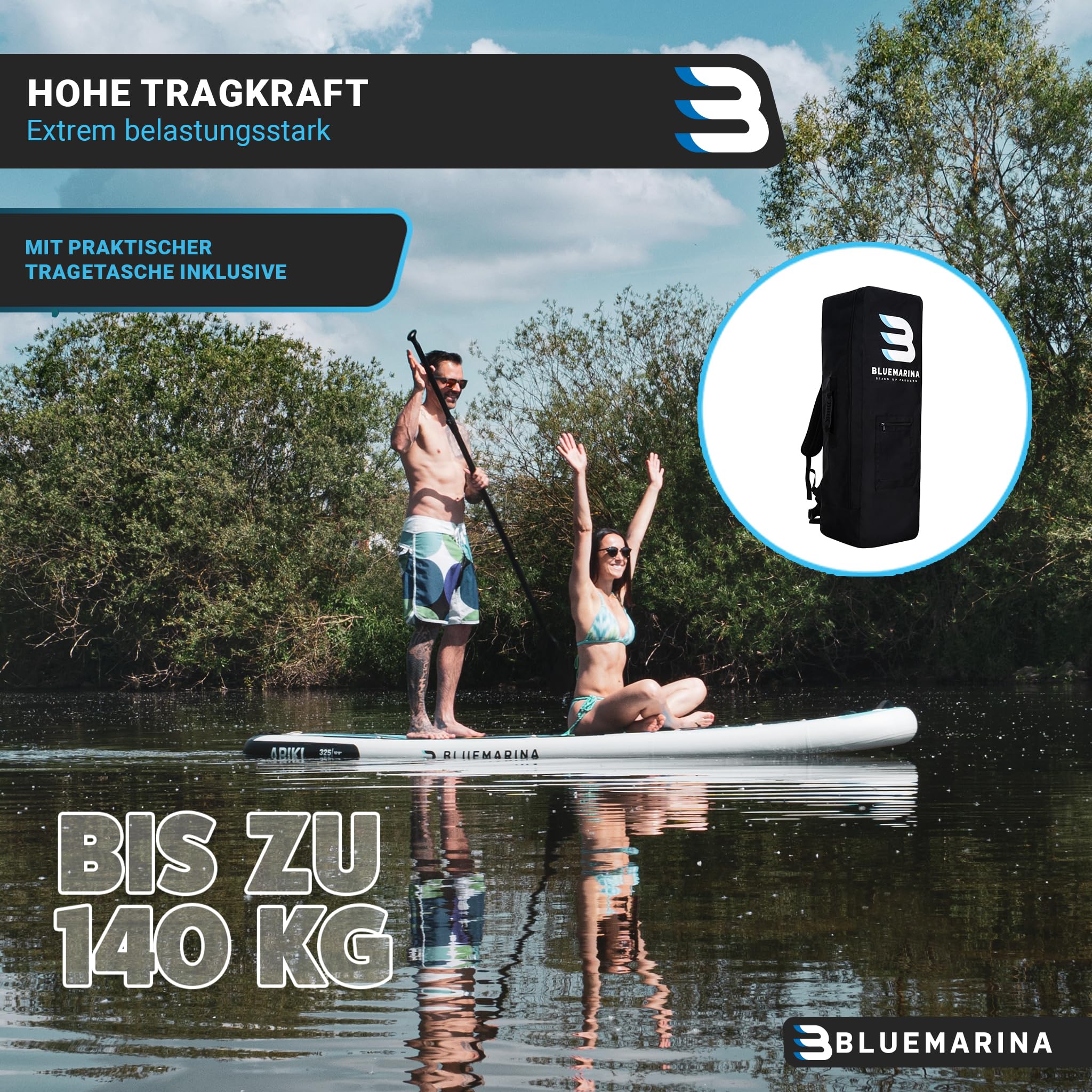 Bluemarina Stand Up Paddling Board Ariki | SUP - 𝟓 𝐉𝐀𝐇𝐑𝐄 𝐆𝐀𝐑𝐀𝐍𝐓𝐈𝐄 - SUP Board - Stand Up Paddle - Standup Paddle Board - Surfbrett | 305x76x13,5cm | 325x86x16,5cm