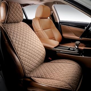 IVICY HYB LN Brown All-Season Car Seat Covers Soft and Breathable Front Premium Protection with Anti-Slip Protection Universal Fits Most Cars - 1 Unit