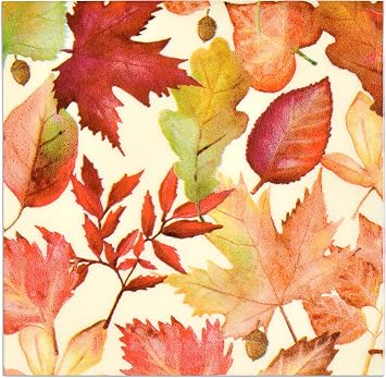 100 Fall Leaves Cocktail Beverage Napkins 3 Ply Disposable Paper Decorative