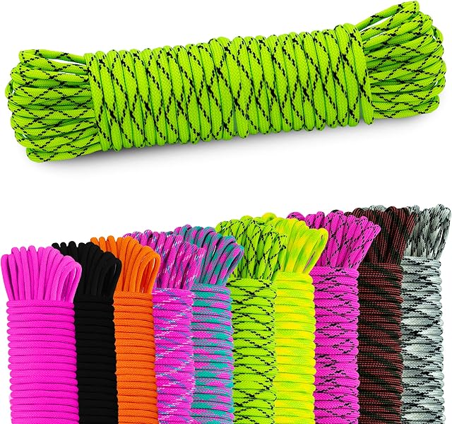 AMZoutdoor® linka Paracord 550 4 mm, linka Paracord, 7 rdzeni, wyposażenie outdoorowe, na kemping, linka Paracord do obroży dla psów (10 m, zielono-czarna)