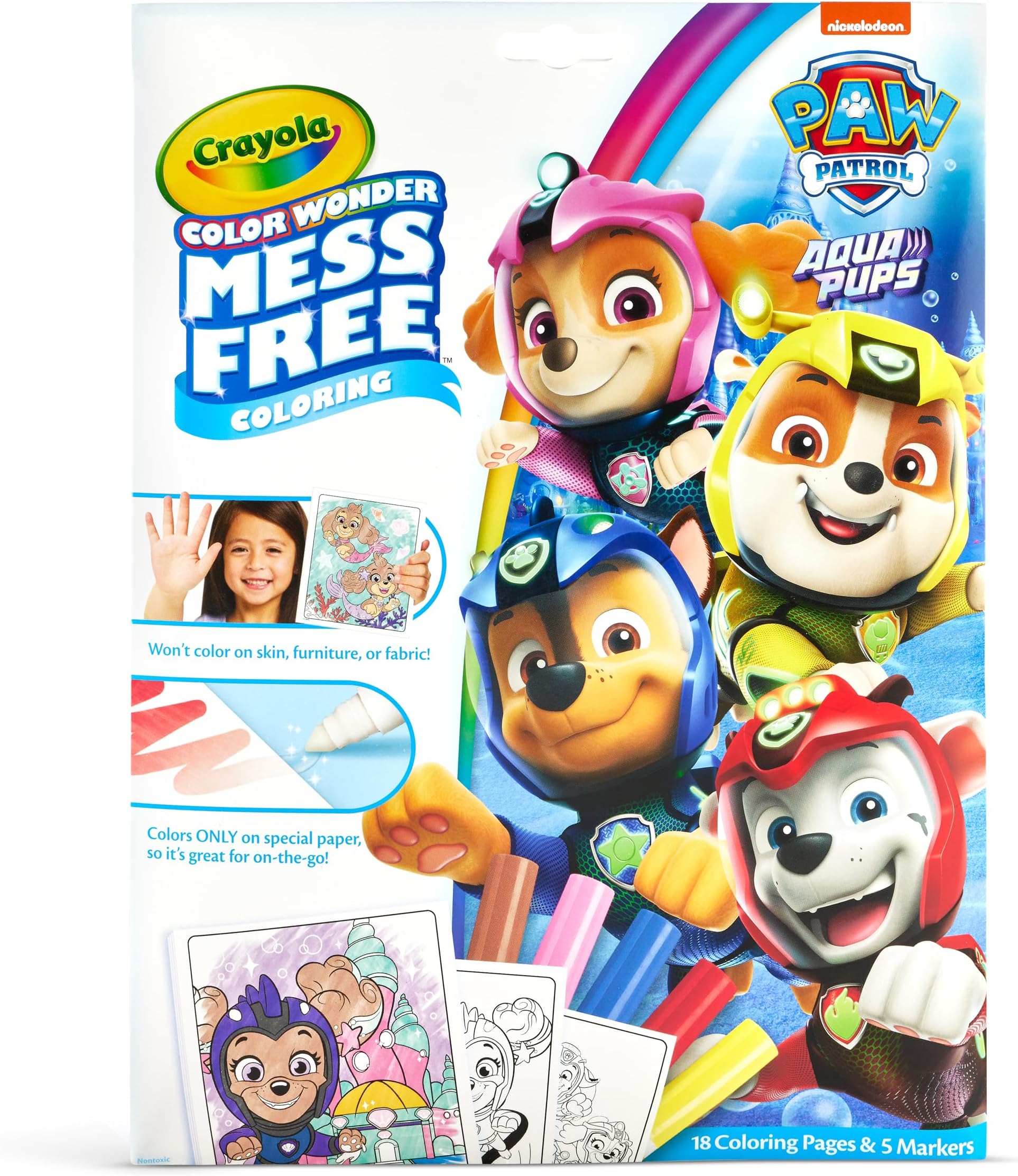 Crayola PAW Patrol Aqua Pups Color Wonder Coloring Set, Mess Free Coloring Pages for Toddlers, Travel Activity, PAW Patrol Toys & Gifts