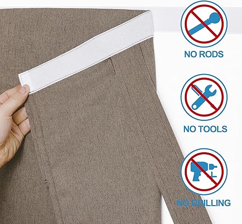 Miniatura 98 de RYB HOME Cortinas de privacidad para puerta francesa, rica textura de lino, cortinas para oscurecer la habitación, cortinas y cortinas