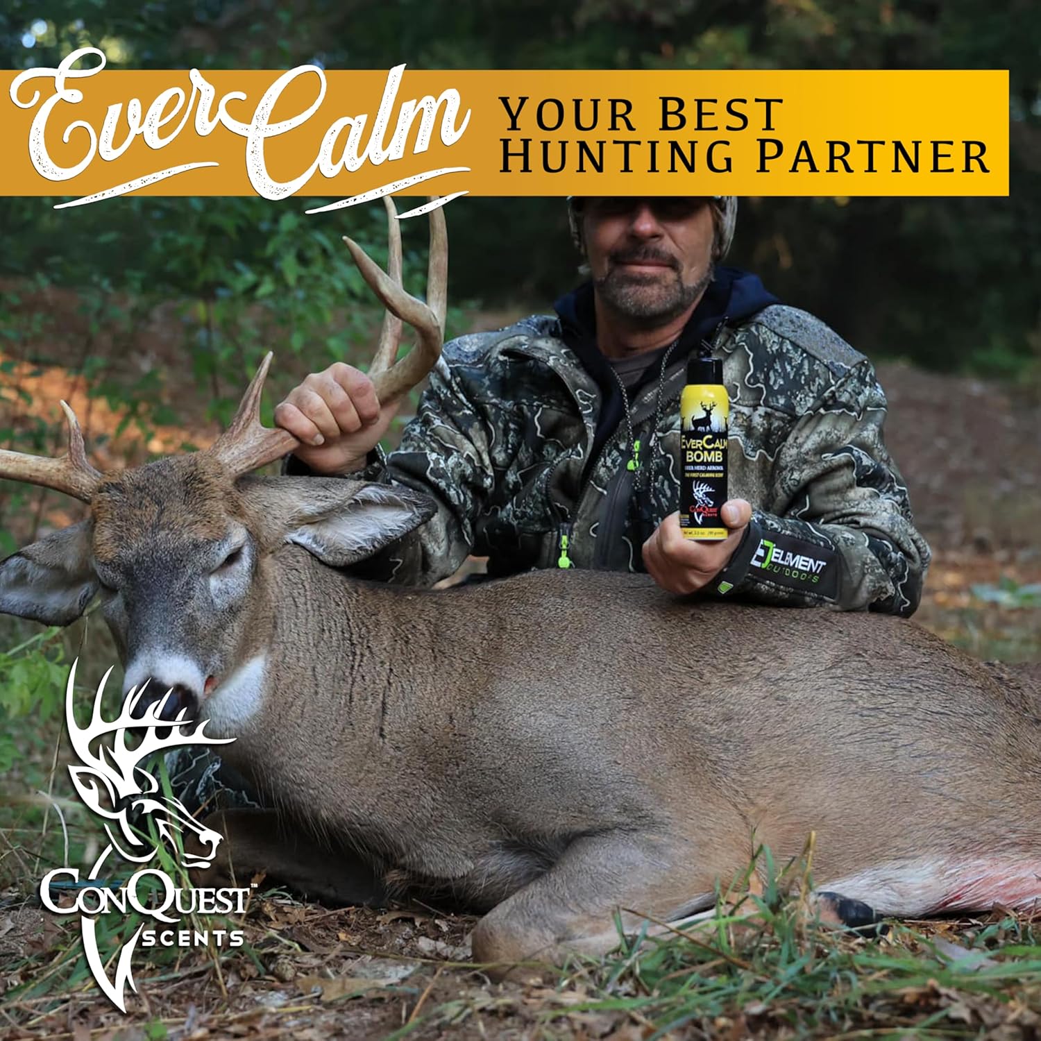 Conquest Scents EverCalm Deer Scent Bomb – Deer Attractant Spray & Calming Scent, All-Season Effectiveness, Versatile Hunting Aerosol Canister