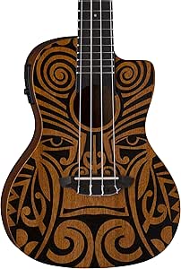 Luna Tribal Concert Cutaway Acoustic/Electric Ukulele with Preamp, Satin Natural