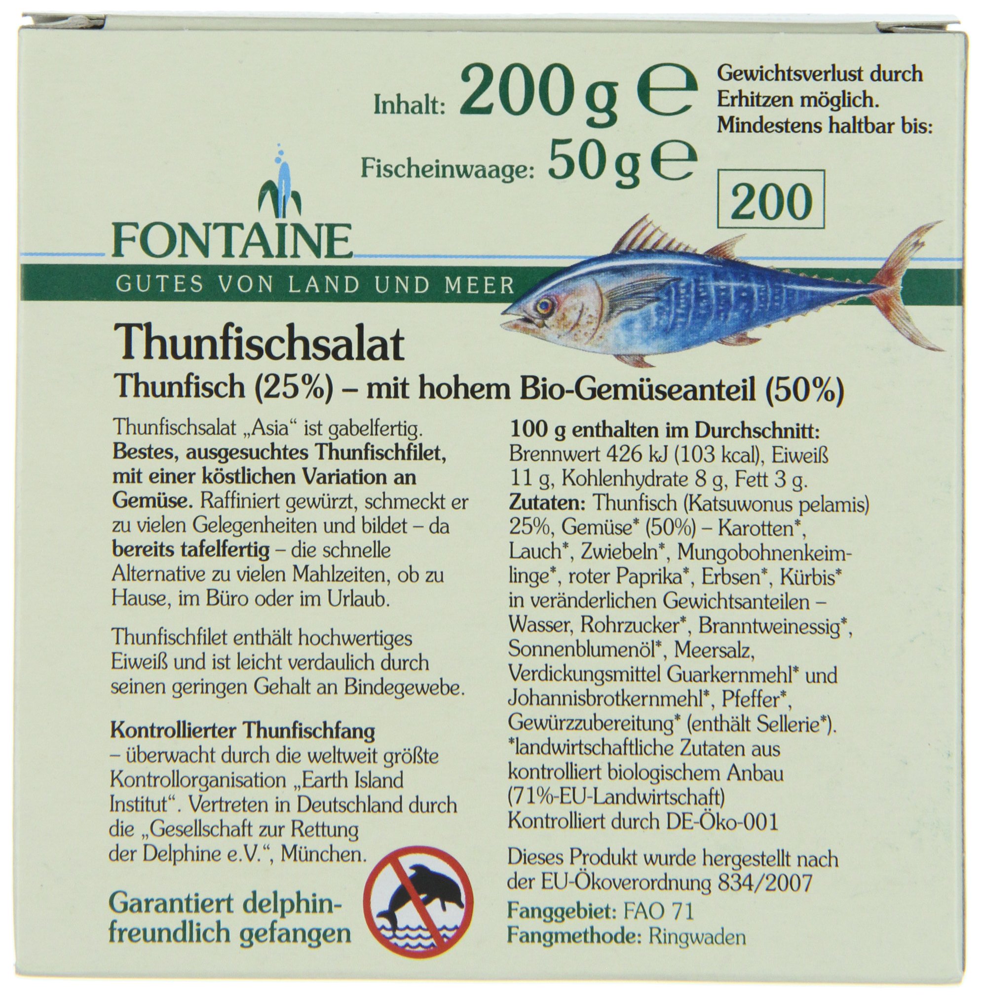 Fontaine Thunfischsalat Asia" 200g Fischkonserve, 4er Pack (4 x 200 g)