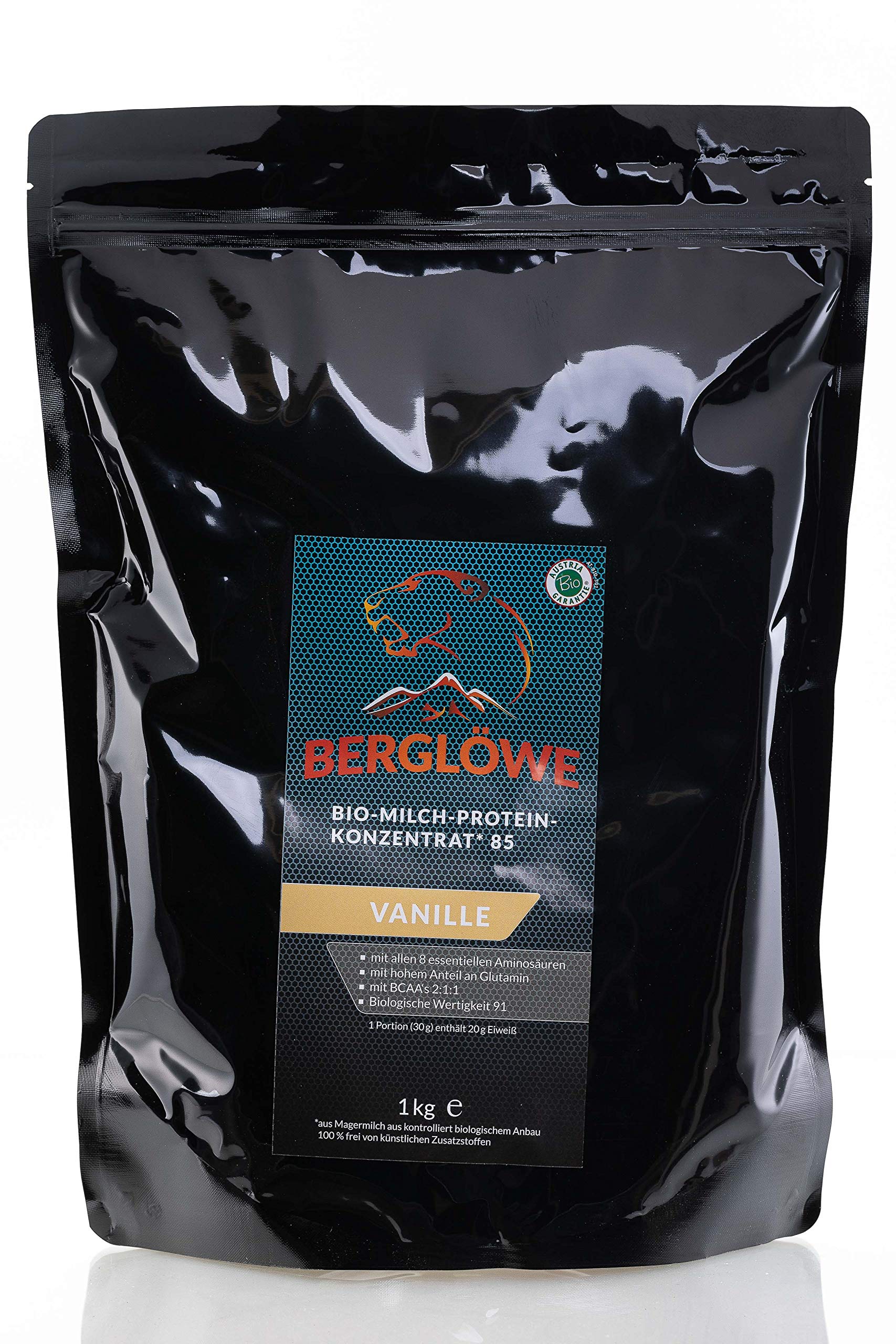 Bio Proteinpulver von BERGLÖWE: Bio Milchprotein Konzentrat Vanille (80% Casein 20% Whey)