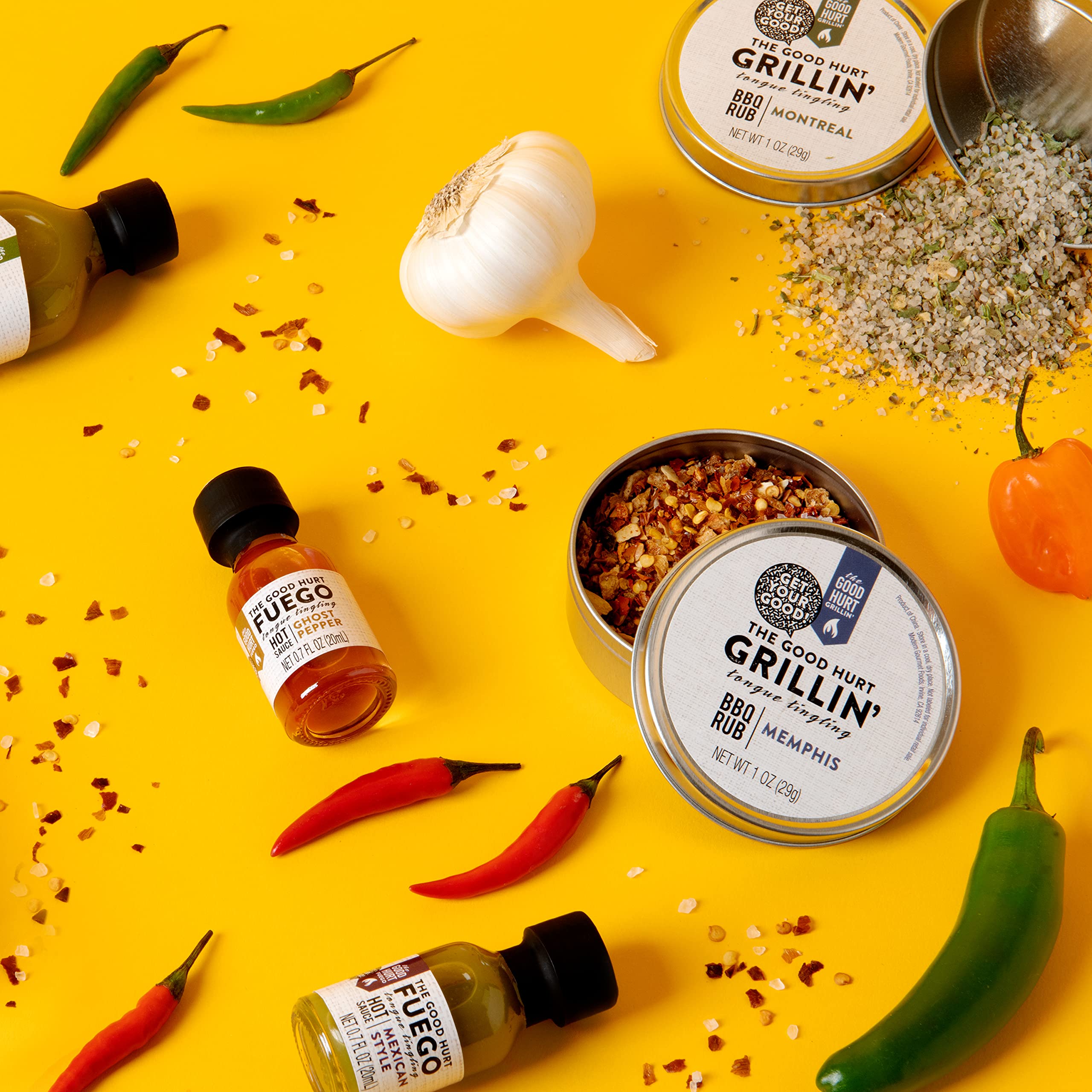 Modern Gourmet Foods, The Good Hurt Fuego Hot Sauce Crate Gift Set