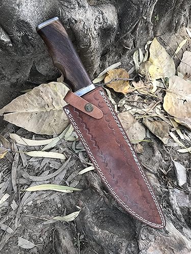 Miniatura 8 de RG-22 Cuchillo de caza hecho a mano de acero de Damasco de 13.5 pulgadas - Mango de madera exótica Marindi
