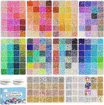 Redtwo 28000 Clay Beads Kit with 2300 Gold Spacer Beads Set for Jewelry Making