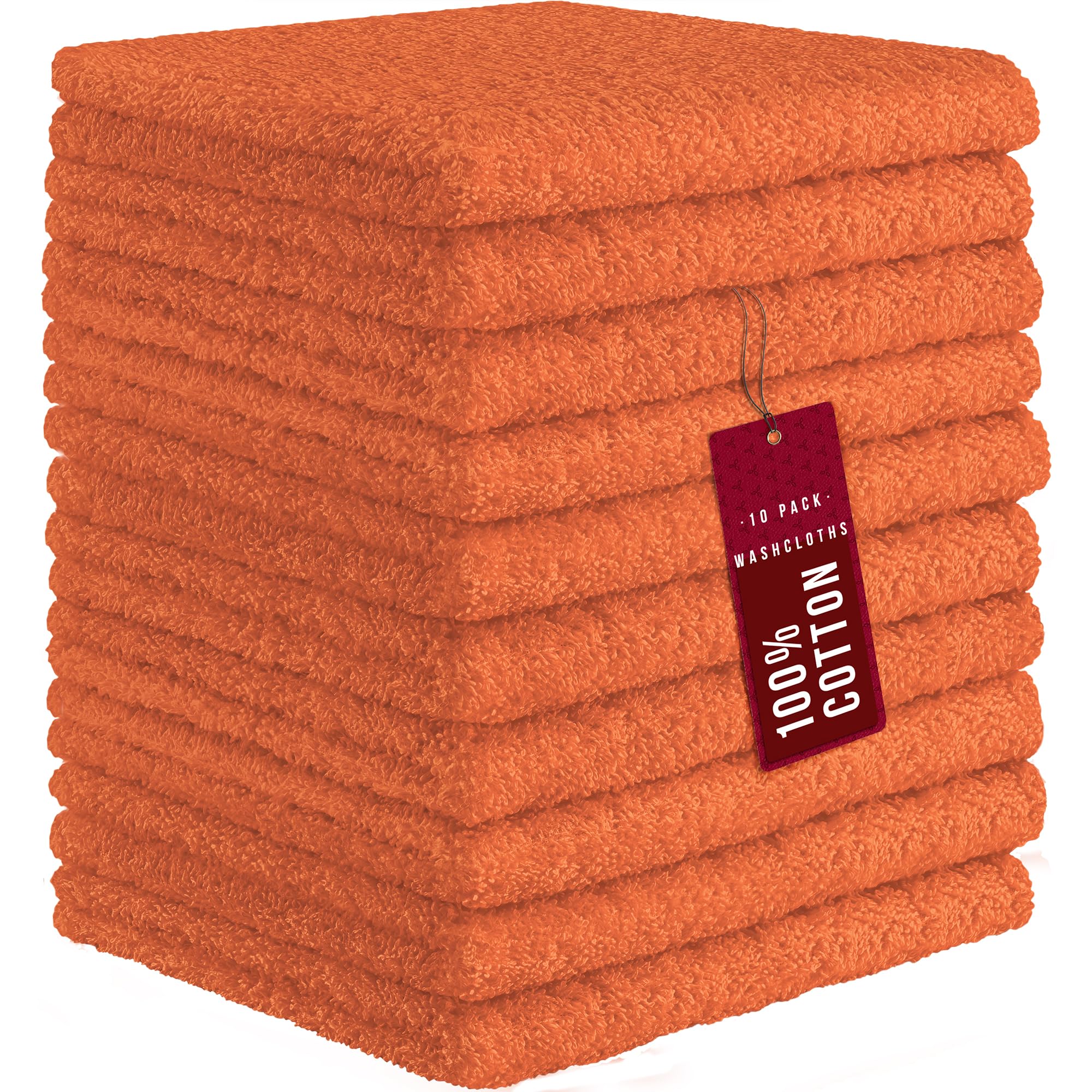 Amazon.com: DecorRack 100% Cotton Washcloths 12x12 in, Orange (10