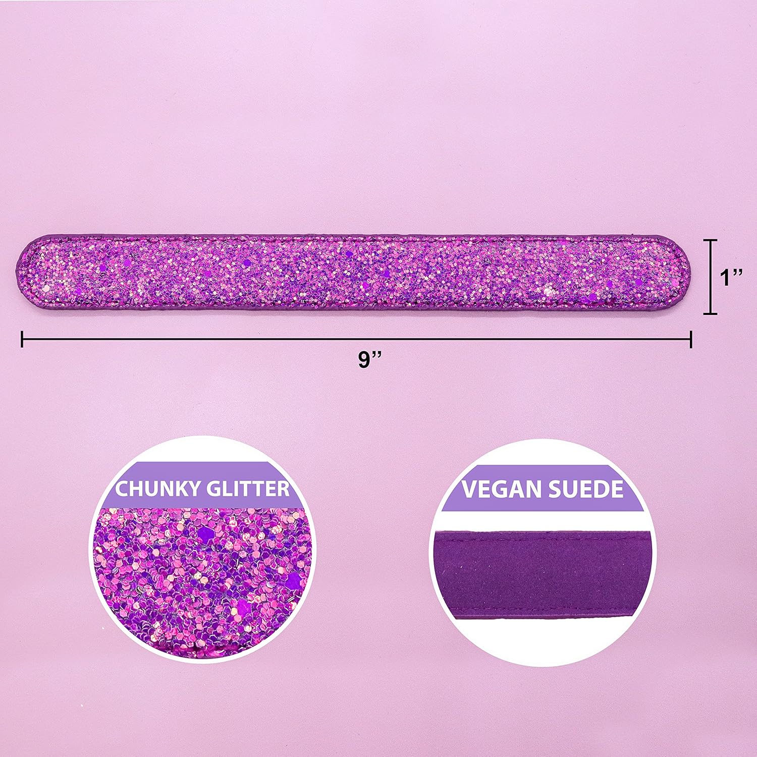 FROG SAC 6 Glitter Slap Bracelets for Girls, Sparkly Snap Bracelet Pack for Kids, Cute 90s Y2K Sparkle Bracelets (Pink,Purple,White,Black,Gold)