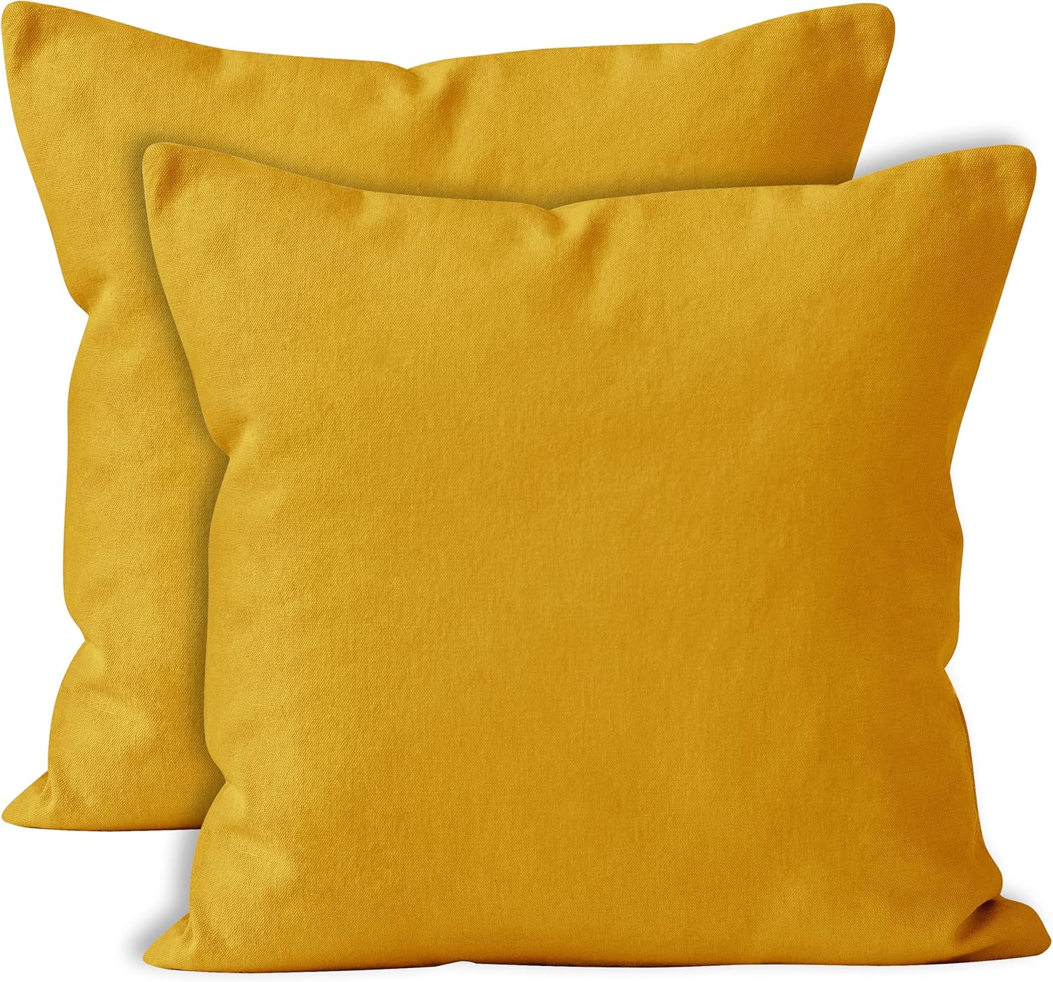 Encasa Homes Throw Pillow Cover 2pc Set Mango 18 x 18 inch Solid Dyed Cotton