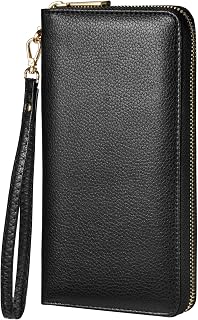 Women’s Leather RFID Blocking Credit Card Clutch Wallet