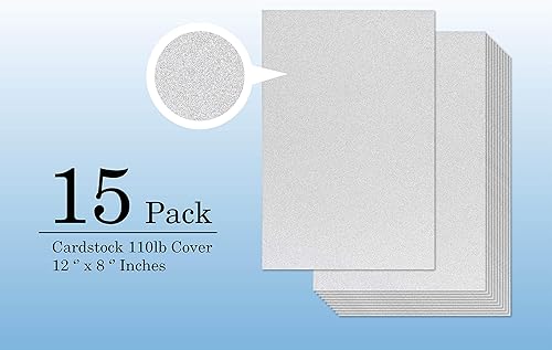 Miniatura 5 de Papel de cartulina con purpurina plateada, paquete de 15 unidades de papel con purpurina para proyectos de manualidades, decoraciones de fiesta de