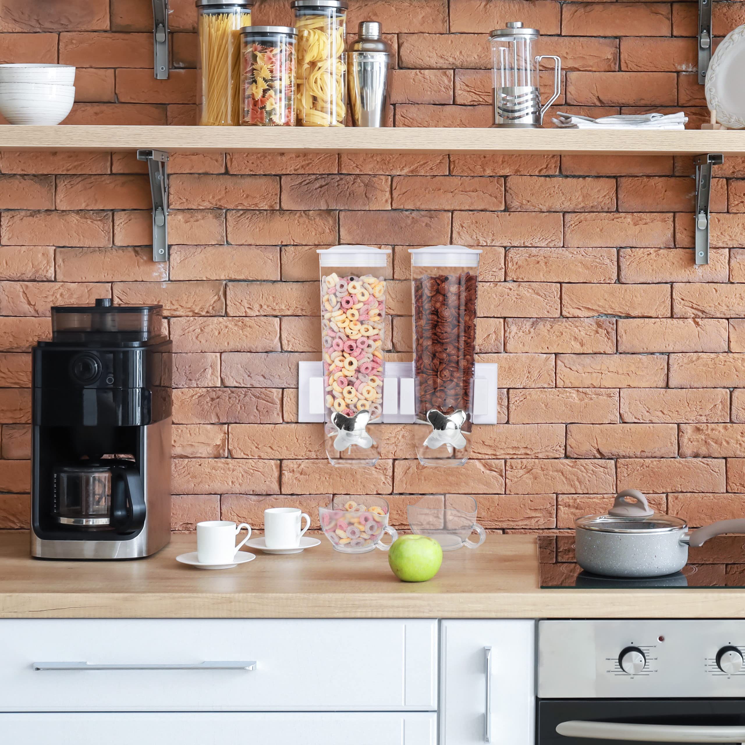 Dispenser Doppio Per Cereali E Snack - Distributore Con 2 Scomparti Da 1,5L, Nero - Foto 10