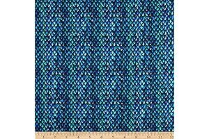 In The Beginning Fabrics Dragon Blue Fury Scales Printed Fabric by the Yard