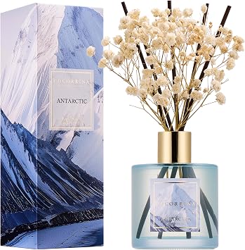 COCORRINA Reed Diffuser - Antarctic 6.7 Fl.oz Reed Diffuser Set with 8 Sticks & Preserved Babys Breath, Reed Diffuser for Home Bathroom Shelf Decor