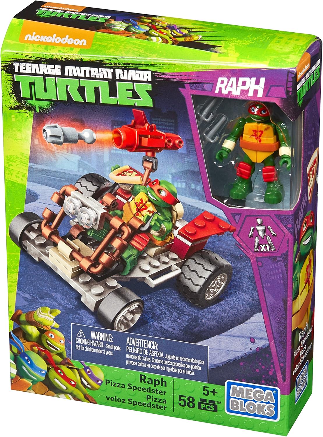 Mega Bloks Teenage Mutant Ninja Turtles Ninja Racers, Raphael Pizza Speedster