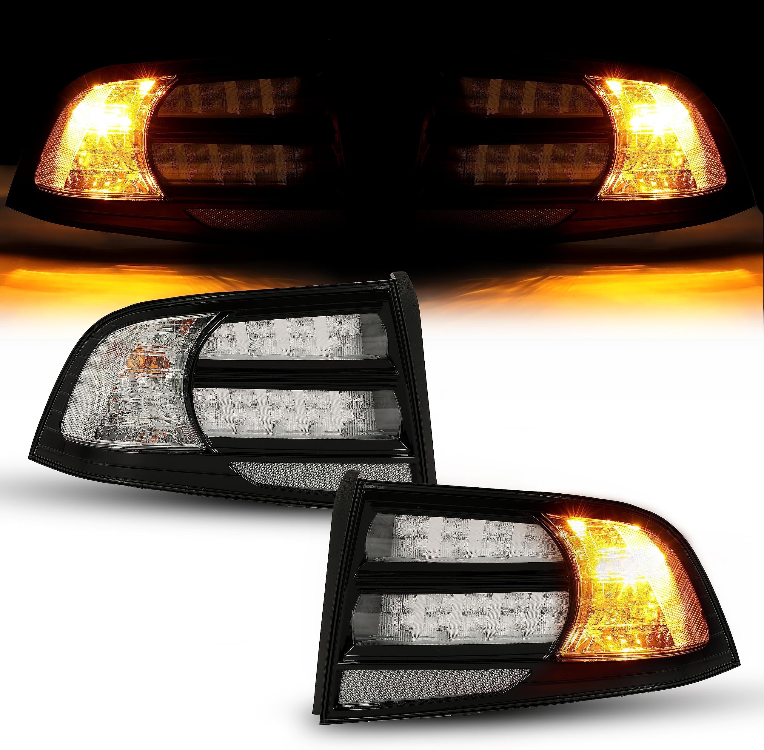 HECASA 2PCS Rear Tail Light Compatible with 2004-2008 Acura TL Black Housing Clear Lens Halogen LH RH