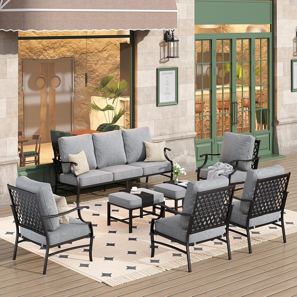 $40/mo - Finance HERA'S HOUSE 7 Piece Patio Furniture Set, 4 x Metal ...