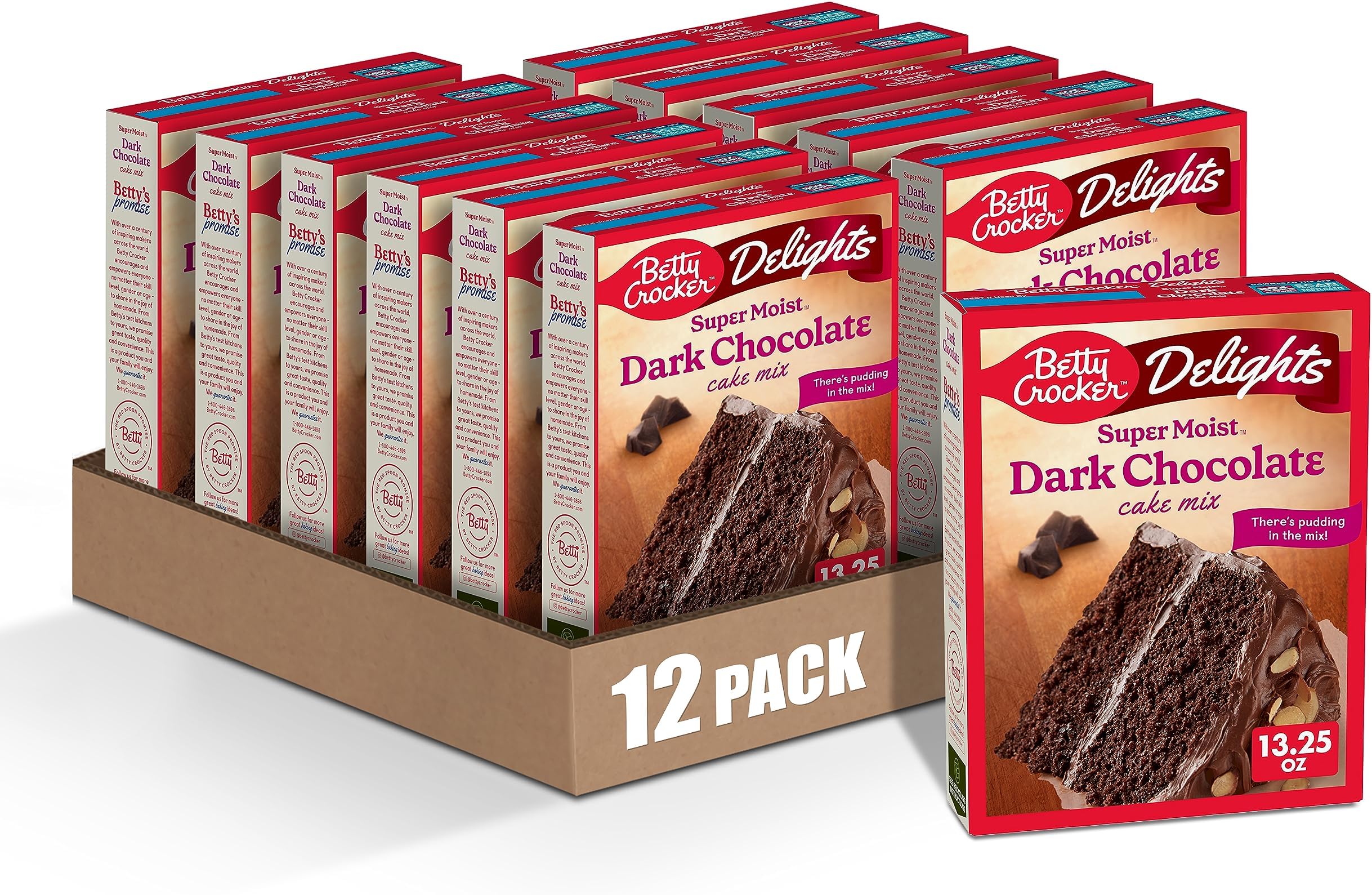 Delights Super Moist Dark Chocolate Cake Mix, 13.25 oz. (Pack of 12)