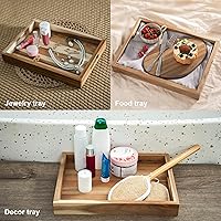 Vista 9 de item_name: VICTORY RELAX Natural Acacia Wooden Rectangular Serving Tray with Handles, Set of 2 (15"x11" & 13.6"x 9.6"), Large Tray for Ottoman