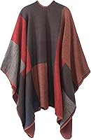 Vista 153 de Urban CoCo Poncho de colores para mujer, chal con frente abierto, color en bloques