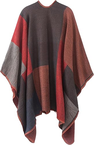 Miniatura 2 de Urban CoCo Poncho de colores para mujer, chal con frente abierto, color en bloques
