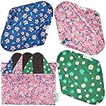 Wegreeco Cloth Menstrual Pads - Soft Washable Pads for Women - Reusable Panty Liners for Women - 6 Pack with 1 Cloth Mini Wet Bag (Large, Chrysanthemums)