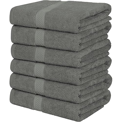 Utopia Towels 6 Pack Bath Towel Set (24 x 48 Inches), 500 GSM 100% Ring Spun Cotton Medium Lightweight and Highly Absorbent Quick Drying, Premium Towels for Hotel, Spa and Bathroom