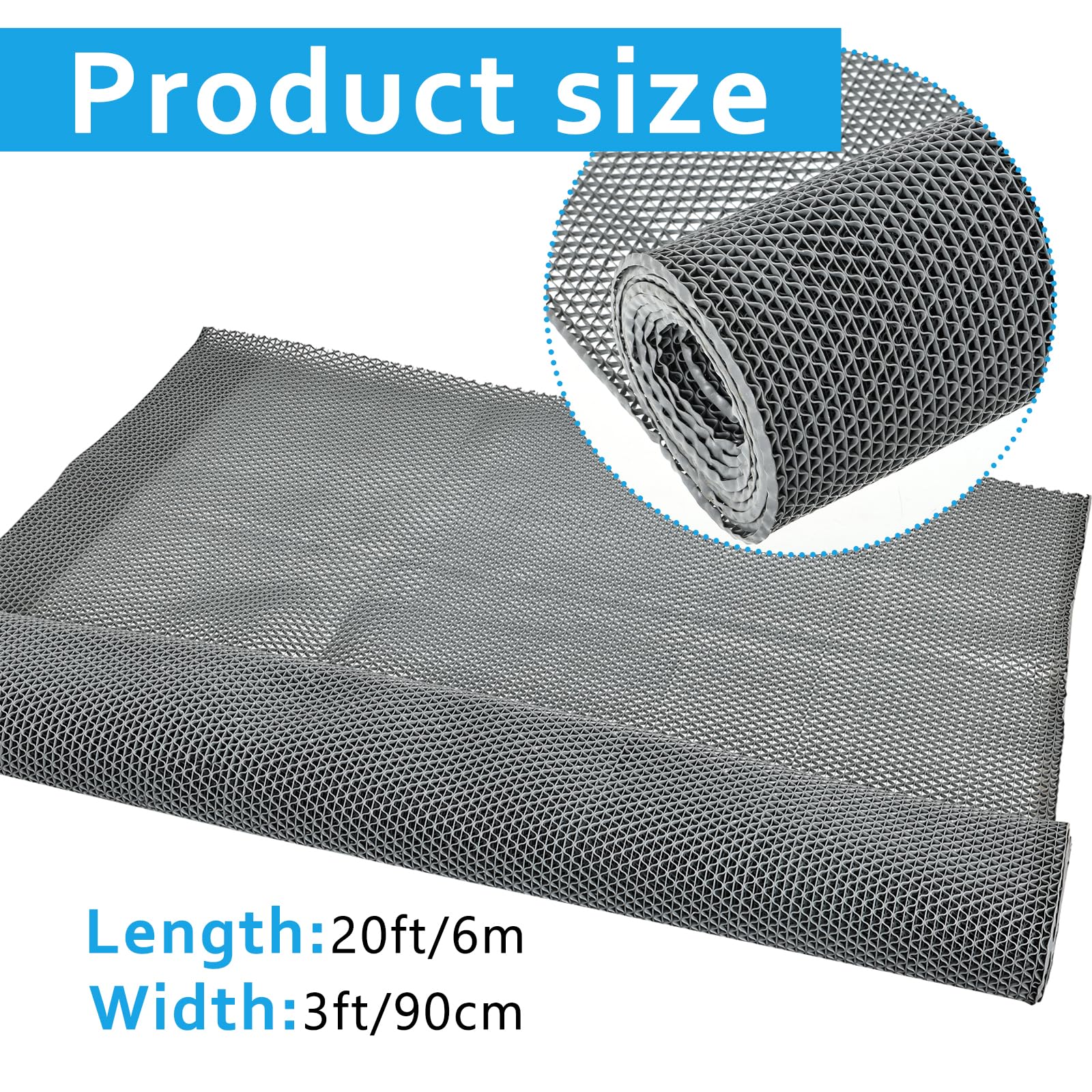 3 x 20 FT Drainage Non Slip Flooring Mats Swimming Pool Bathroom Anti-Fatigue Rubber Matting Heavy Duty Commercial Anti Slip Floor Mats for Garage Restaurant Sauna SPA — Amazon image 2