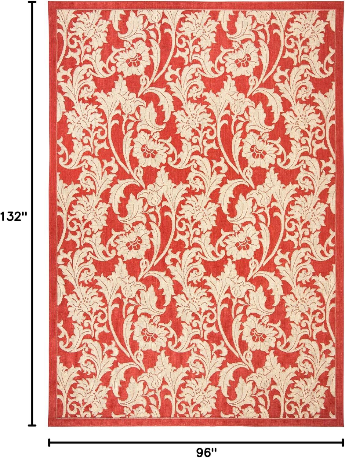SAFAVIEH Courtyard Collection Accent Rug - 2'7" x 5', Red & Creme, Non-Shedding & Easy Care, Indoor/Outdoor & Washable-Ideal for Patio, Backyard, Mudroom (CY6565-28)