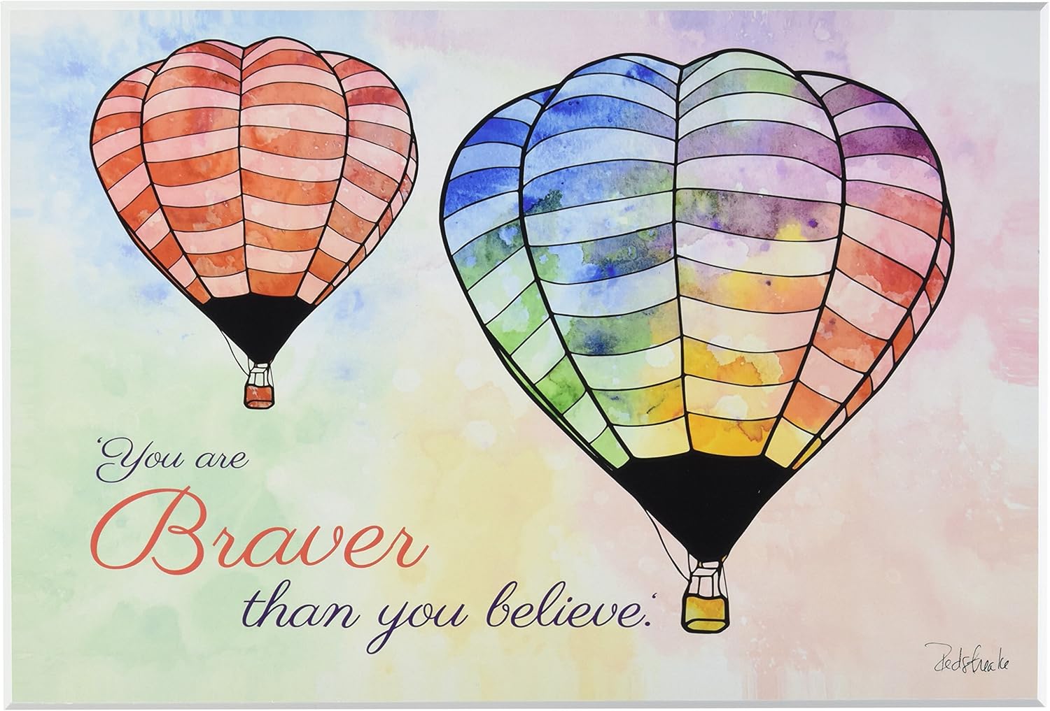 The Kids Room by Stupell "Watercolors You Are Braver Hot Air Balloons" Wall Plaque Art