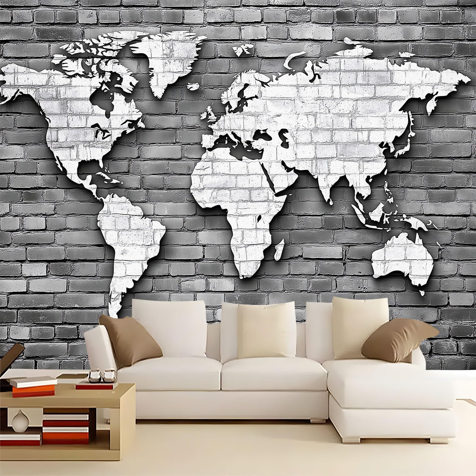 Panoramiczna tapeta mapa świata szara 350x256 cm fototapeta z włókniny, plakat niestandardowy gobelin ścienny 3D do salonu sypialnia dekoracja ścienna
