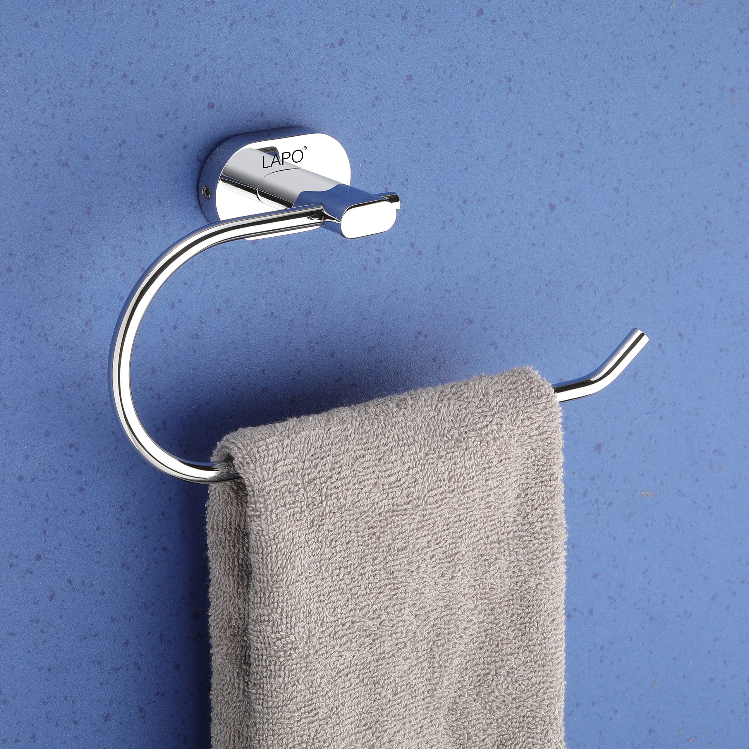 LAPO 304 Stainless Steel Towel Holder & Ring - Towel Stand- Durable, Rust-Resistant, Wall-Mounted for Bathroom | Kitchen | Wash Area, Chrome Finish - Pack of 1 pc (kik Series)