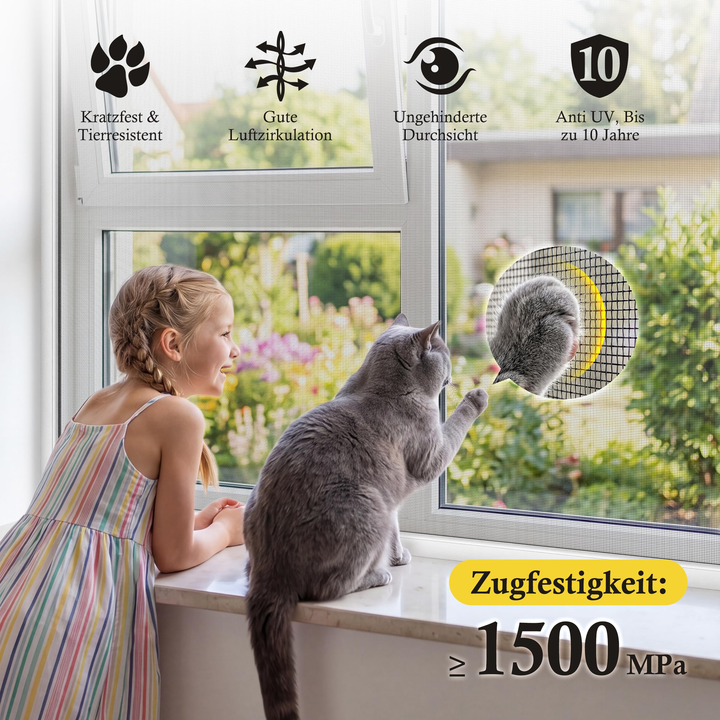 fowong Fliegengitter Edelstahl als Meterware – 90x300 cm Rolle, feinmaschig – DIY zuschneidbar für Fenster, Balkontür & Lichtschacht – Schutz vor Mäusen, Ratten, Fliegen & Katzen