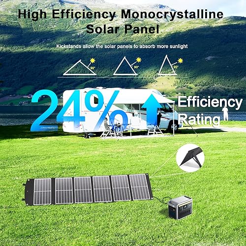 Miniatura 2 de Panel solar portátil de 100 W, cargador de panel solar plegable con soportes, QC3.0 USB-A USB-C y salida de CC para teléfonoestación de energía,