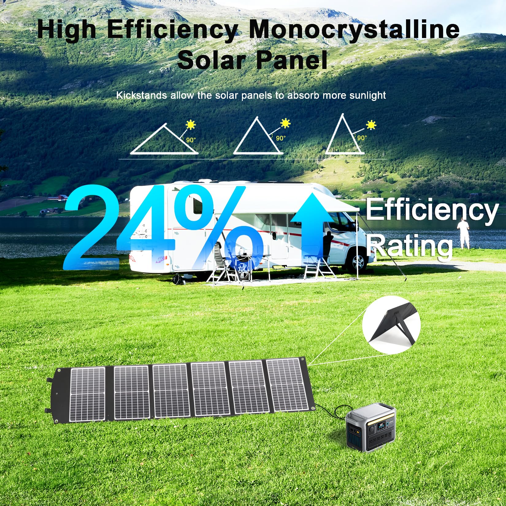 Przenośny panel słoneczny 100 W, składana ładowarka solarna z wyjściem QC3.0 USB-A, typ C i DC do telefonu, powerbanku, tabletu, elektrowni, wodoszczelności IP65, na kemping, wędrówki