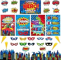 Vista 1 de Outus Juego de 33 piezas con temática de héroe, decoración de tablón de anuncios, carteles y pancartas de héroe, refranes de héroes, recortes