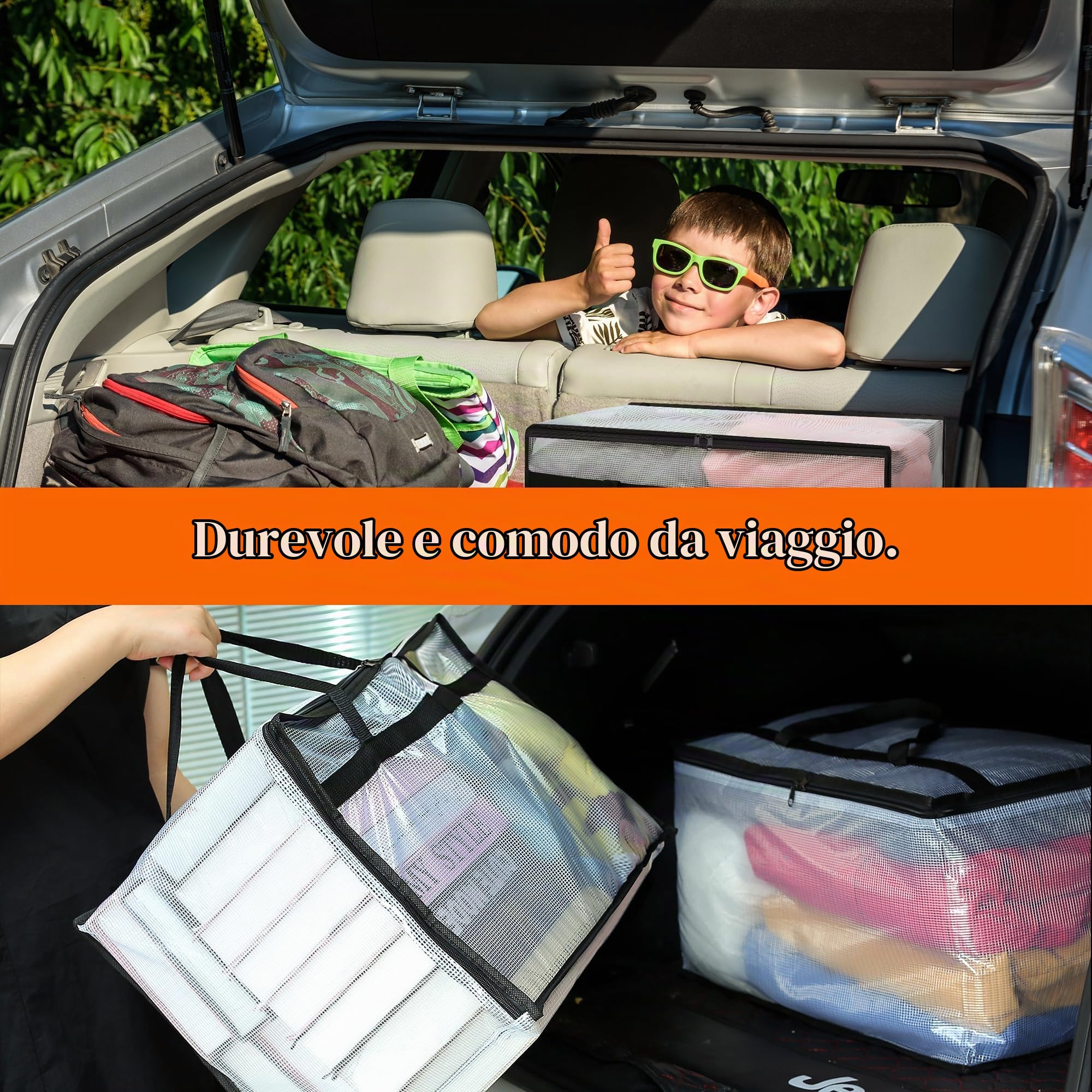 Vieshful Set di 3 Borse Trasparenti da 60L con Cerniera e Manici – Contenitori in Plastica per Vestiti, Coperte, Trapunte, Piumoni, Abiti Bambino, Biancheria e Articoli per il Trasloco