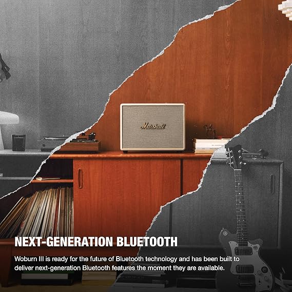 Marshall Woburn III Bluetooth Home Speaker - Loud Stereo Sound with Bass and Treble Controls | Plug-in Powered | Record Player Compatible | HDMI, RCA, 3.5mm Aux Inputs - Cream