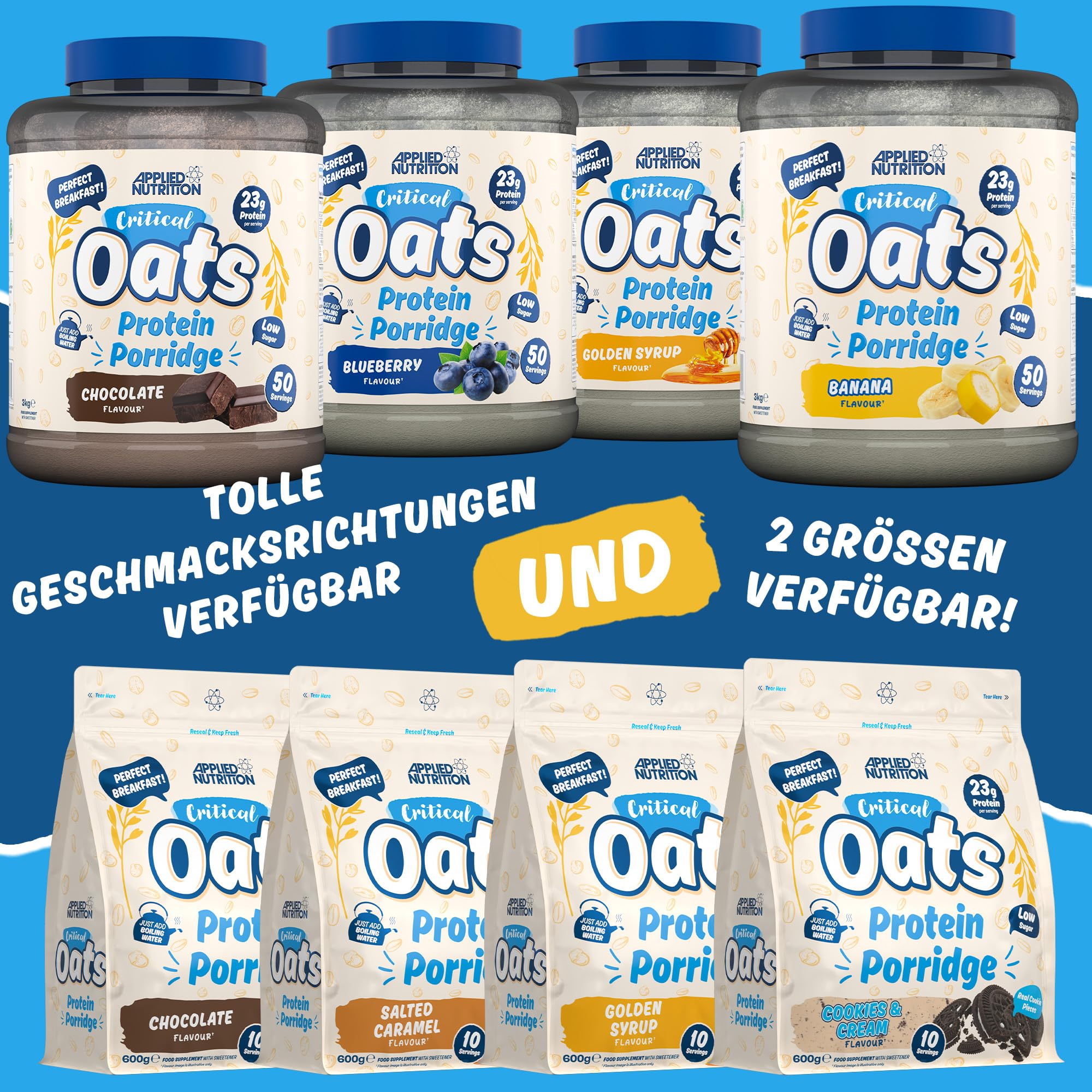 Applied Nutrition Protein Porridge Critical Oats - Whey Protein Mischung | ISO-XP Proteinisolat, Aminosäuren, Einfaches Mischen (3Kg, Golden Syrup)