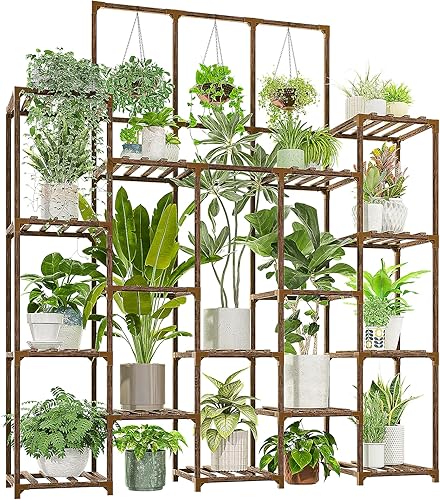 GENTINGBRO Soporte para plantas de interior y exterior, estante alto para plantas para 11 macetas, soporte grande para plantas colgantes para