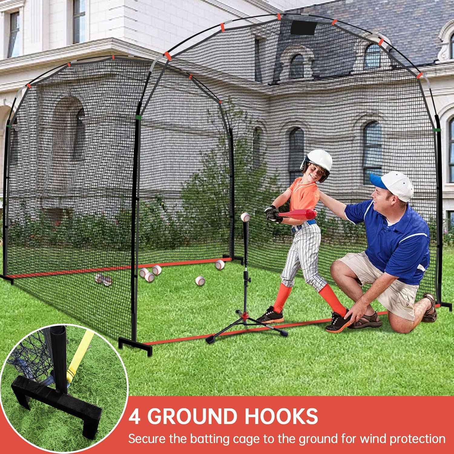 Baseball Softball Portable Batting Cage Net, Outdoor Baseball Batting Cages for Backyard with Frame and Net for Home Bat Cage, Indoor Small Backyard Softball Baseball Batting Cage Netting