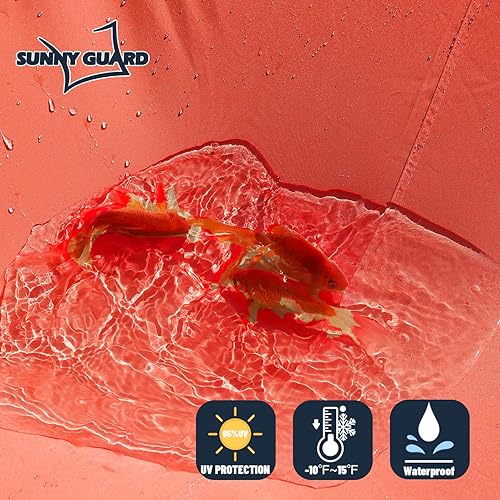 Miniatura 2 de SUNNY GUARD Toldo impermeable de 9' 10" x 13', rectangular, color naranja, rojo, bloqueo UV, para patio al aire libre, jardín
