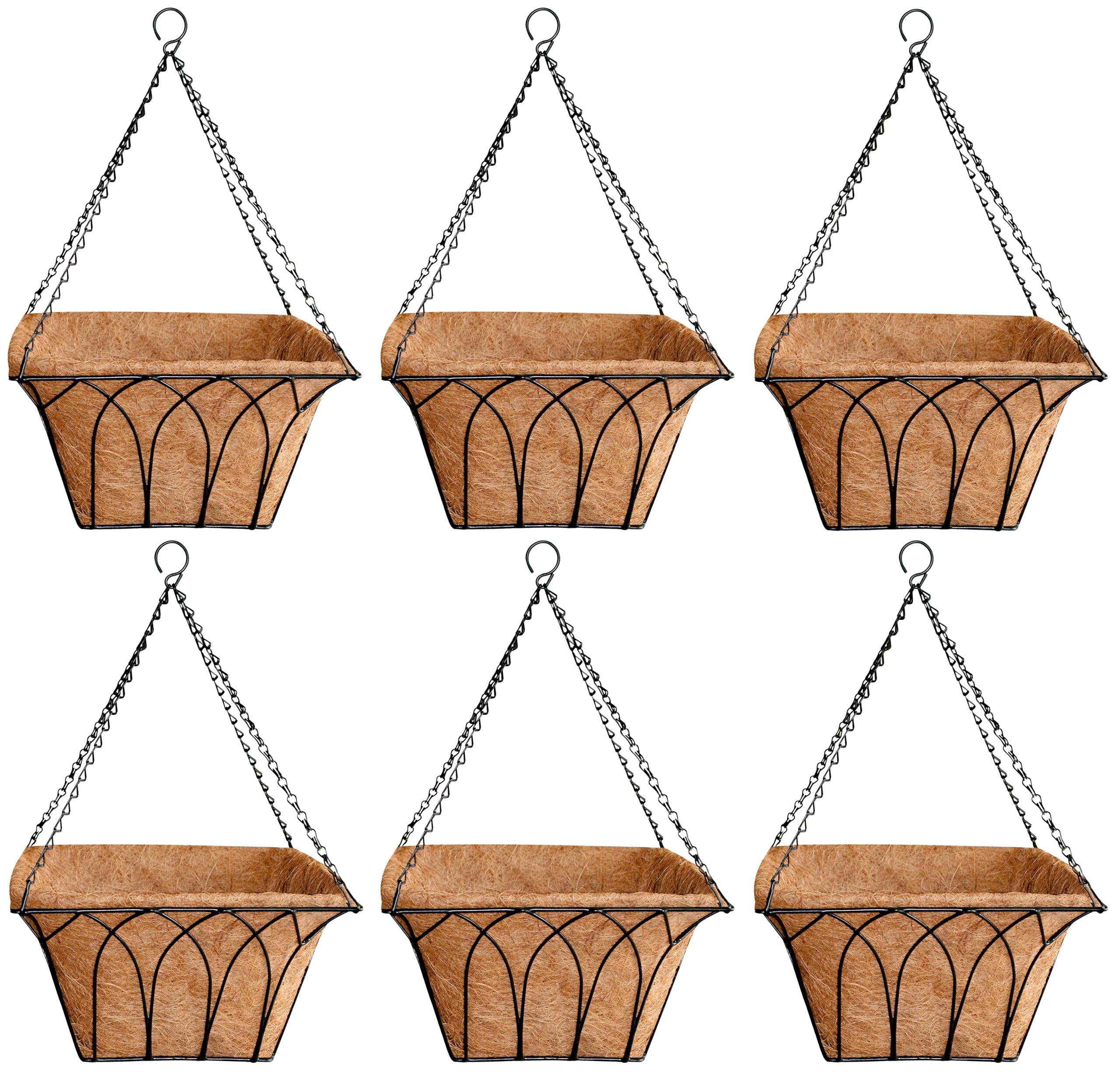 GARDEN KING 14 inch Square Shaped Coir Hanging Basket with Coco Coir Liner. Coir Hanging Basket for Home, Office, Balcony, Garden, Indoor and Outdoor Space.(Black, Set of 6 pcs) (B0CKW4WRJG) Amazon Price History, Amazon Price Tracker