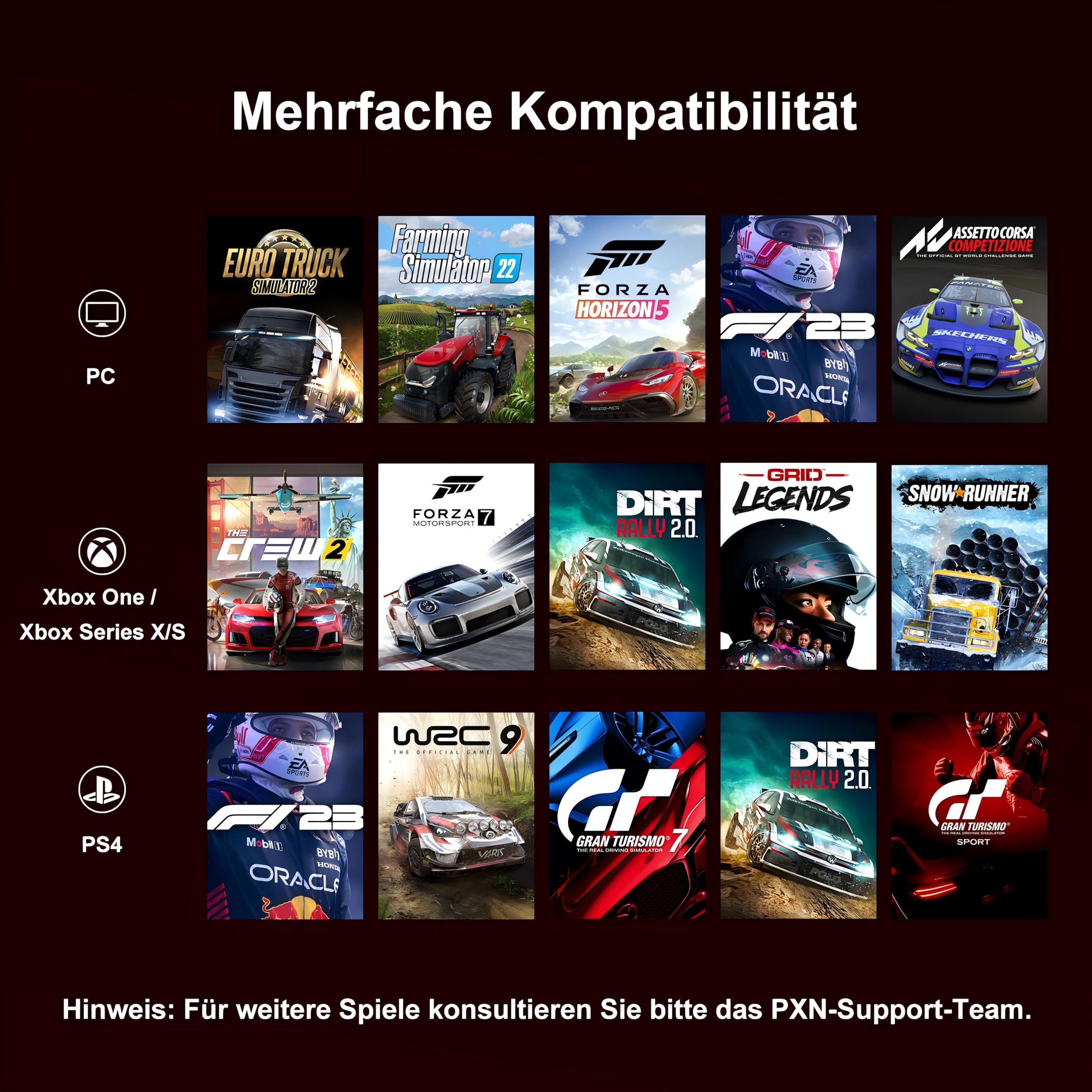 PXN V9 GEN2 Lenkrad PC mit Pedalen und Schaltung, Gaming Lenkrad mit Schaltwippen, Halleffekt-Pedal, 6+R-Schaltung, APP, Lenkrad for PS4, PS3, PC, Xbox Series X/S, Xbox One