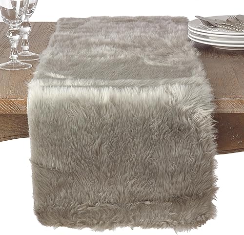 Miniatura 9 de Saro Lifestyle Camino de mesa con diseño de piel sintética, blanco, 15 x 108 pulgadas