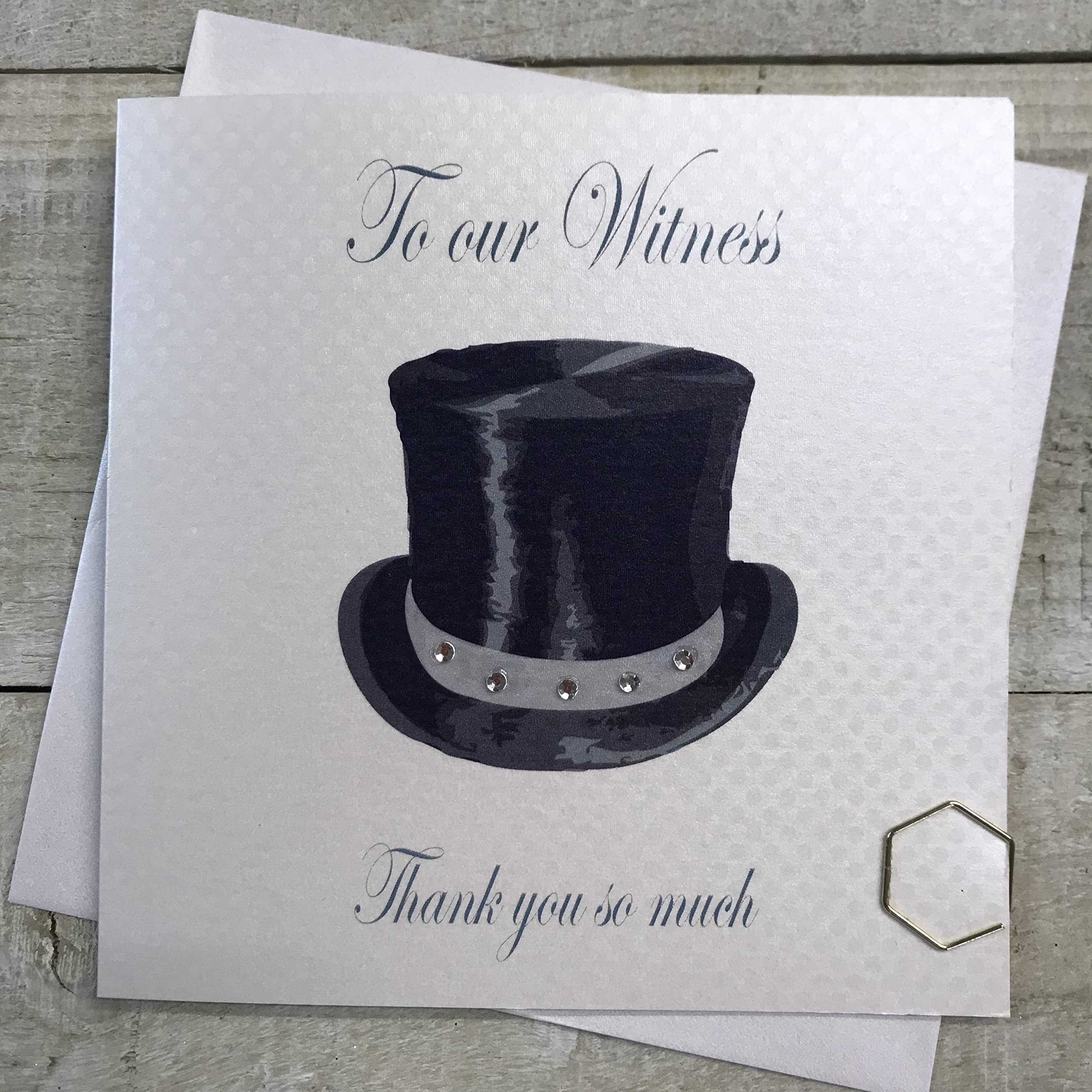WHITE COTTON CARDS "To Our Witness Thank You So Much, Top Hat Handmade Thank You Card