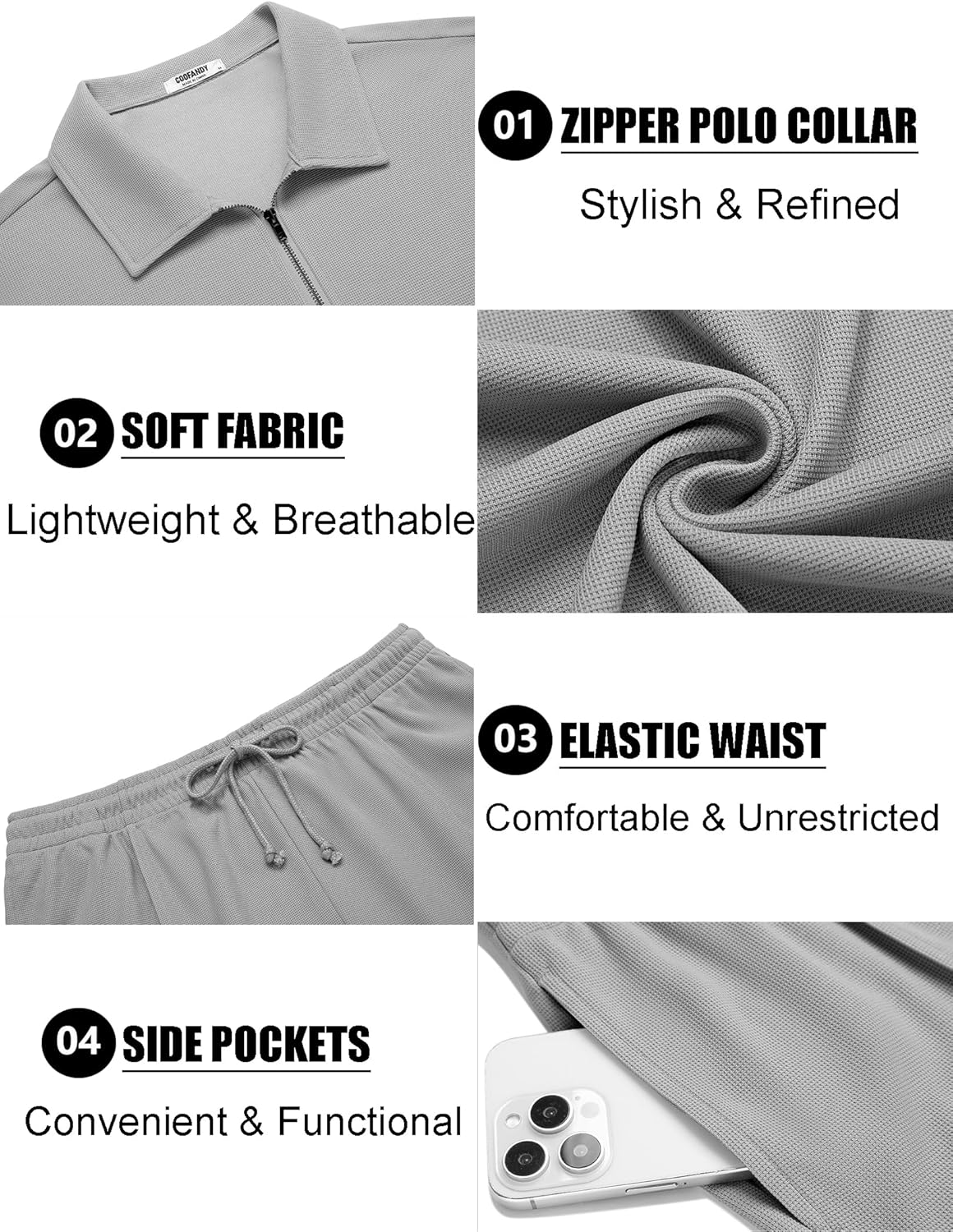 COOFANDY Men's Polo Shirt and Shorts Set 2 Piece Outfits Fashion Summer Casual Tracksuits - Image 6